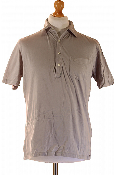 J.Lindeberg Pánské Viskózové Tričko Henley S Límečkem Jednobarevné S Kapsou Béžové Vel. L