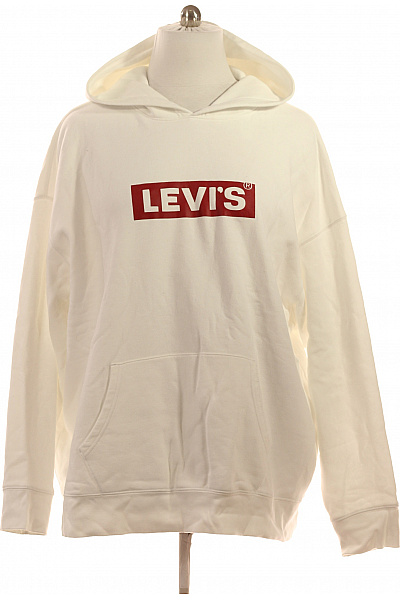 LEVIS Bílá Pánská Streetwear Mikina S Kapucí A Klokaní Kapsou Velikost 4xl