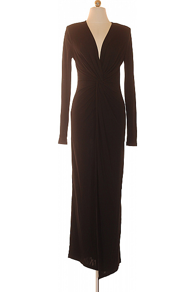 Černé dlouhé šaty s dlouhým rukávem elegantní večerní upnuté Velikost 40 | Unimoda | obrázek 2