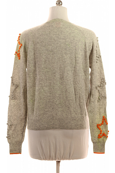 Brodie Cashmere Dámský kašmírový pulovr šedý hvězdy bambulky oranžové Vel. m | Brodie Cashmere | obrázek 2