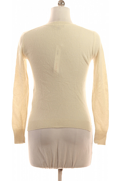 Dine'n Dance Dámský kašmírový svetr krémový žebrovaný V-výstřih základní Velikost 38 | Dine'n Dance | obrázek 2