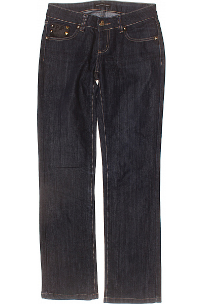 Philipp Plein Dámské Džíny Tmavě Modré Rovné S Kapsami Stud Zdobené Velikost 28