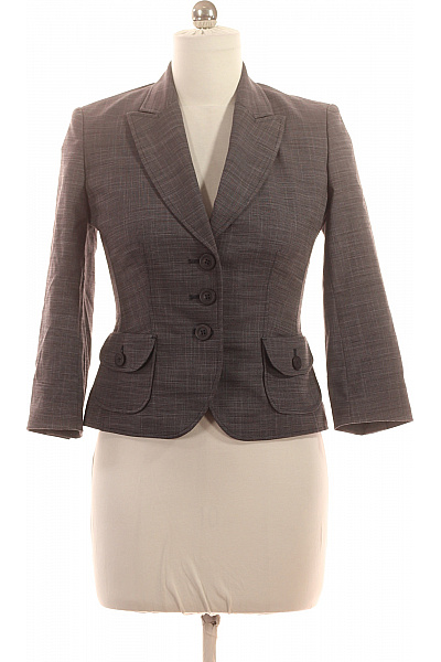 Next Šedé polyesterové vypasované sako kárované elegantní společenské s 3/4 rukávem Vel. 8 | Next | obrázek 2