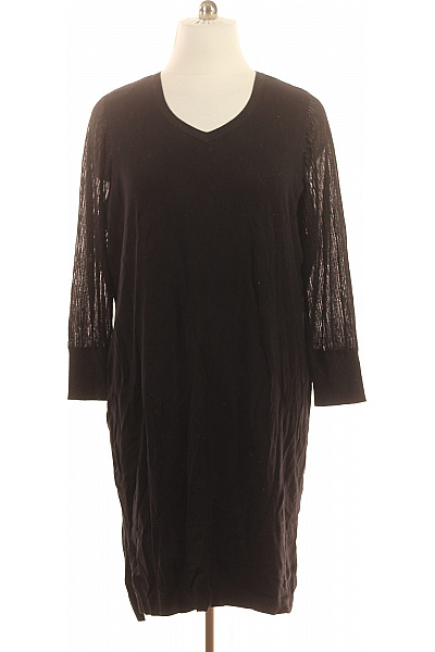 VIA APPIA DUE Černé Pletené šaty Tunikové Volné S Dlouhým Rukávem Velikost 50