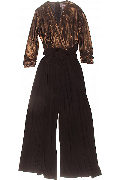 Phase Eight Dámský bronzový lesklý overal s černými širokými nohavicemi a páskem Vel. 10 | Phase Eight | obrázek 2