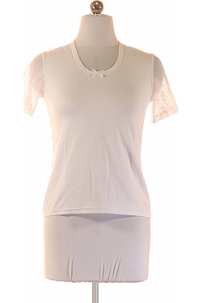 Dívčí tričko krajkové rukávy mašlička bílé Vel. 152 cm | Unimoda | obrázek 2