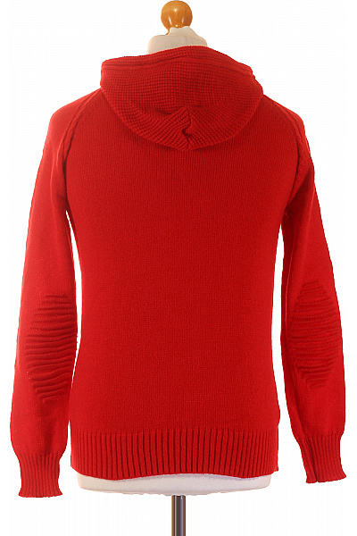 Pánský červený pletený pulovr s kapucí žebrovaný teplý Vel. S | Unimoda | obrázek 3