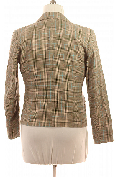 ETAM Bavlněný Hnědý Béžový Kárované Sako Business Vypasované Jednořadé S Jedním Knoflíkem Vel. 44 | ETAM | obrázek 2