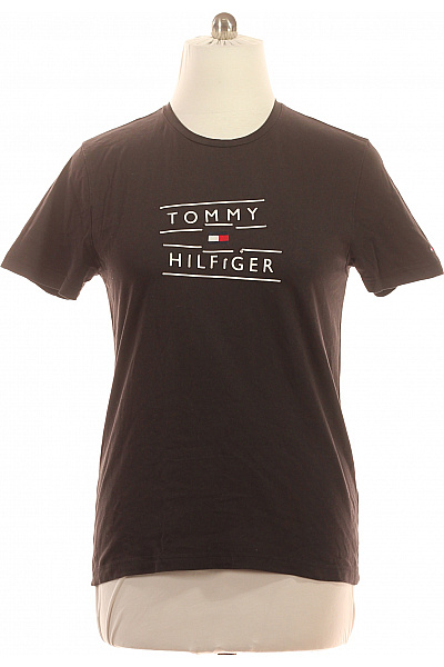 TOMMY HILFIGER Pánské Bavlněné Tričko S Krátkým Rukávem A Nápisem Basic Velikost L