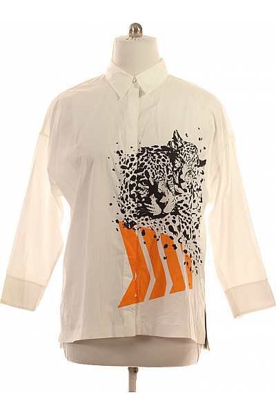 MARCCAIN Bavlněná Volná Košile S Dlouhým Rukávem A Leopardím Potiskem Vel. XXL