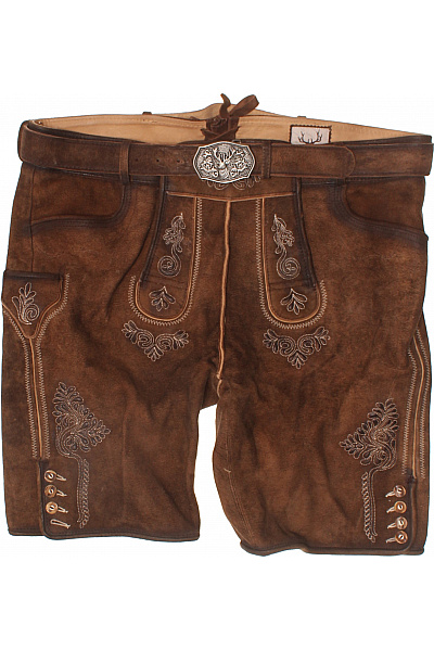 Stockerpoint Pánské Kožené Kraťasy Hnědé Tradiční S Výšivkou Vel. 56