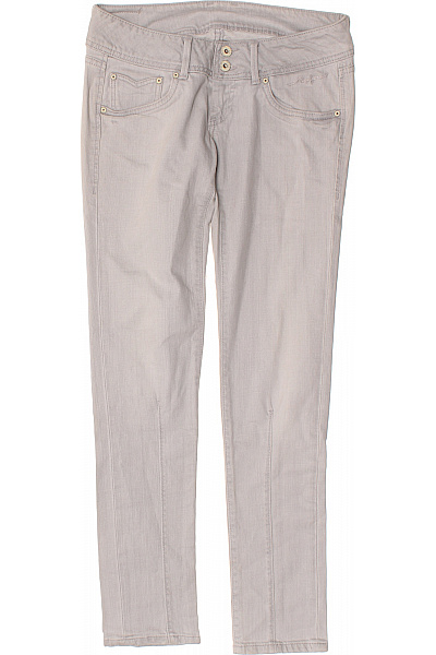 Pepe Jeans Dámské Bavlněné Džíny Světle šedé úzké Rovné Seprané Velikost 28