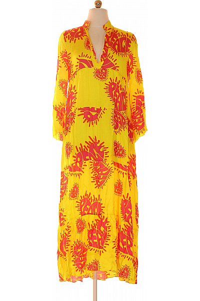 Miss Goodlife Dámské šaty žluté S Dlouhým Rukávem A Potiskem Vel. S