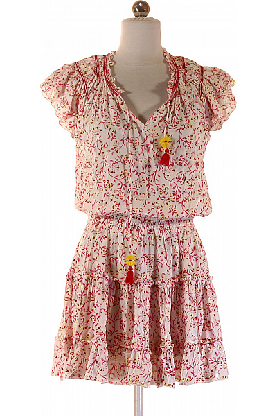 Růžové Květované Mini Šaty Boho Volné Letní Denní Velikost M | Unimoda | obrázek 2