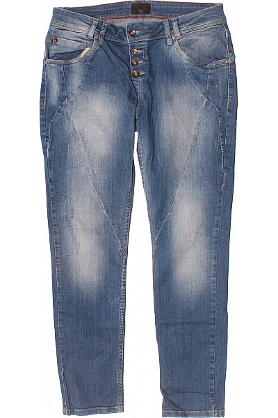 PULZ JEANS Dámské Bavlněné Džíny Modré Seprané Boyfriend S Kapsami Na Knoflíky Velikost W30