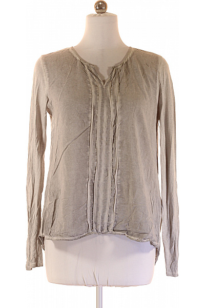 Marc O´Polo Dámská Viskózová Halenka Dlouhý Rukáv Béžová Tuniková Volná S Výstřihem Do V Vel. L