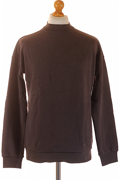 Pánská Hnědá Mikina Bez Kapuce Se Stojáčkem Jednobarevná Streetwear Vel. S