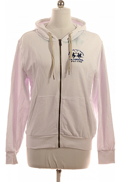 La Martina Dámská Bavlněná Mikina S Kapucí A Výšivkou Na Zip Vel. M