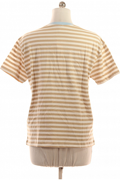 Sublevel Dámské bavlněné tričko béžové svislé pruhy basic s krátkým rukávem Vel. M | Sublevel | obrázek 3