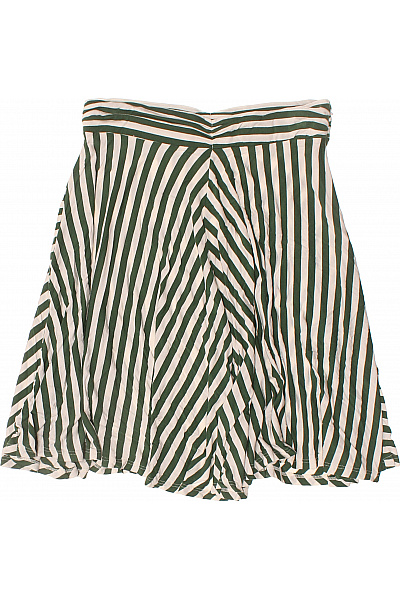 Dámská zelenobílá pruhovaná volná letní mini sukně Vel. L | Unimoda | obrázek 2
