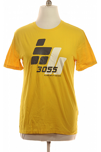 Hugo Boss Pánské bavlněné žluté tričko s krátkým rukávem a potiskem 3055 Velikost l | Hugo Boss | obrázek 2