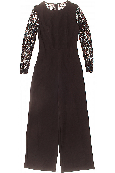 Yumi Dámský černý Overal Krajkové Dlouhé Rukávy široké Nohavice Vel. 34