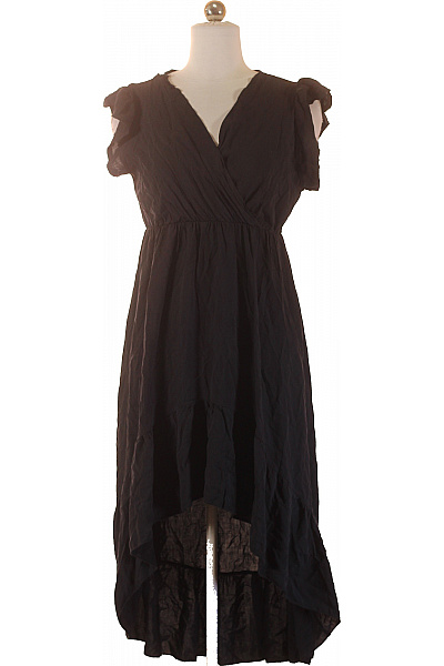 ZAUBERSTERN Černé Zavinovací šaty Midi Volánové Asymetrické Letní Boho Vel. XS