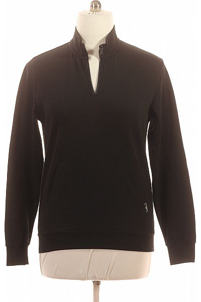 ARMANI Pánská černá Mikina Bez Kapuce Se Zipem U Krku Klokaní Kapsa Vel. XL