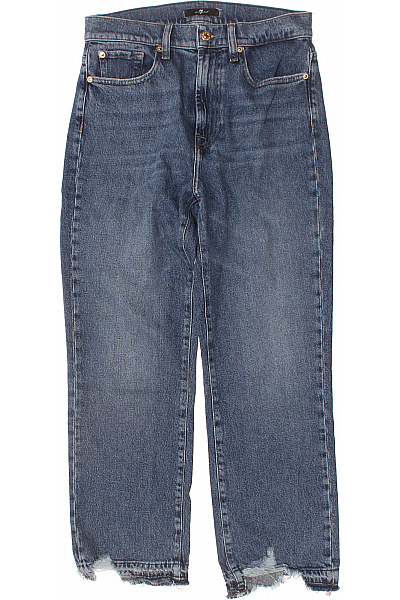 7 For All Mankind Dámské Modré Džíny Široké Volné Zkrácené Roztrhané Vintage Vel. 28