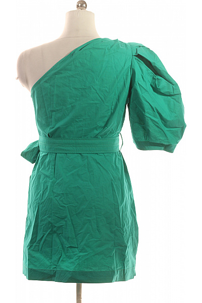 CLAUDIE PIERLOT Zelené bavlněné asymetrické šaty s krátkým rukávem a páskem mini Velikost 40 | CLAUDIE PIERLOT | obrázek 2