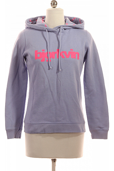 Bjorkvin Dámská Fialová Mikina S Kapucí A Růžovým Potiskem Přes Hlavu Velikost XS