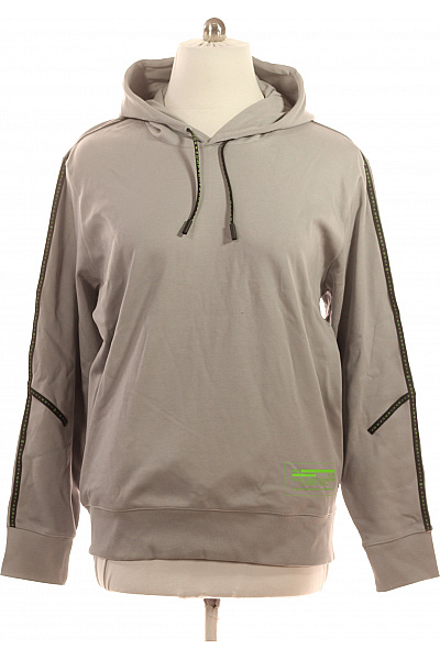 Hugo Boss Pánská šedá Mikina S Kapucí Přes Hlavu Sportovní Streetwear Velikost XL