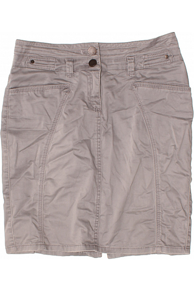 Dámská bavlněná pouzdrová sukně krátká béžová jednobarevná s kapsami Vel. 38 | Unimoda | obrázek 2