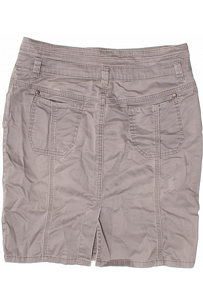 Dámská bavlněná pouzdrová sukně krátká béžová jednobarevná s kapsami Vel. 38 | Unimoda | obrázek 3