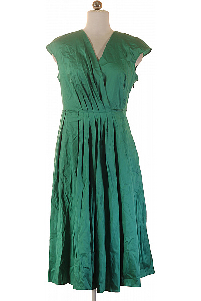Max Mara Zelené Zavinovací šaty Midi Plisované Elegantní Bavlna Vel. 36