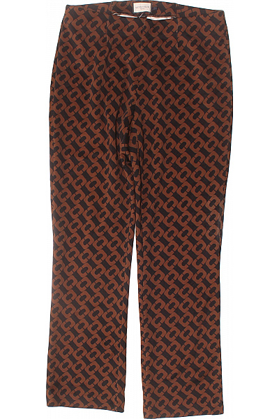 SEDUCTIVE Dámské Rovné Kalhoty Hnědé černé Vzorované S Vysokým Pasem Velikost 38