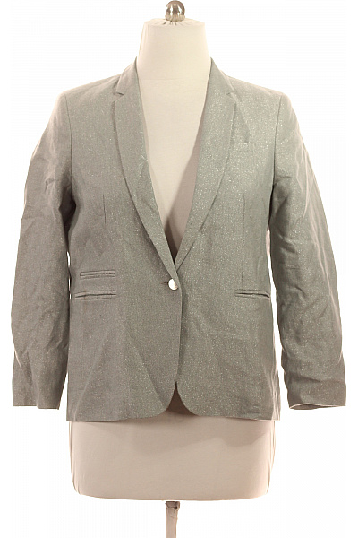 1 2 3 Dámský šedý třpytivý blejzr elegantní jednořadé s jedním knoflíkem Vel. 46 | 1 2 3 | obrázek 2