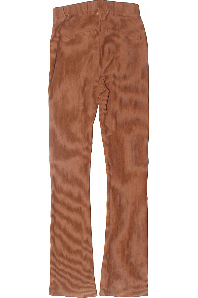 Hnědé žebrované dlouhé rovné kalhoty s pružným pasem Velikost xs | Unimoda | obrázek 2