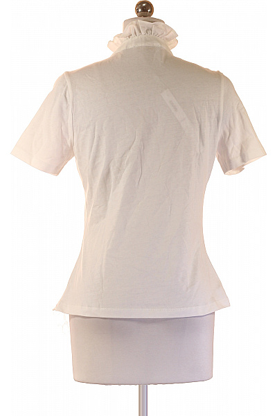 RICH&ROYAL Dámské bavlněné tričko s krátkým rukávem a volánovým límcem bílé Velikost s | RICH&ROYAL | obrázek 2