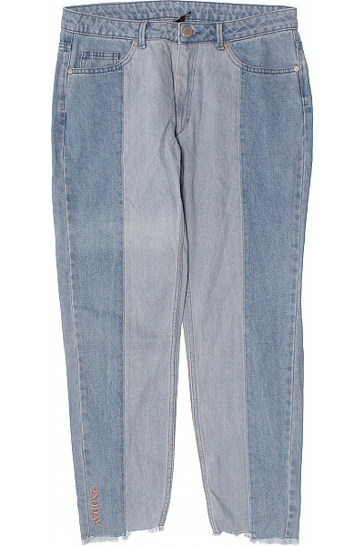 Dámské Bavlněné Dvoubarevné Džíny S Roztřepenými Nohavicemi Vel. 30