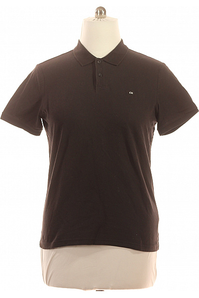 Calvin Klein Pánské Bavlněné Tmavě Hnědé Polo Tričko S Límečkem Basic Vel. L
