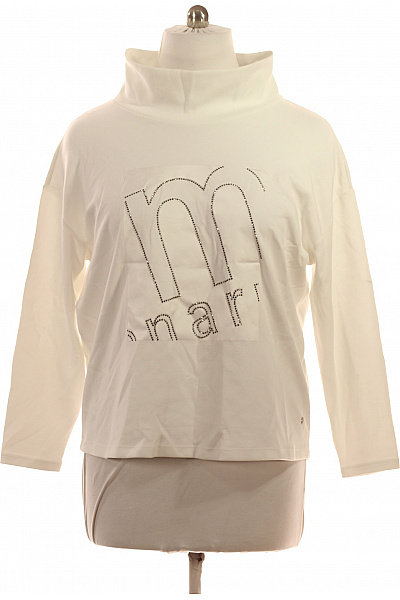 Monari Dámská Mikina S Dlouhým Rukávem A Potiskem Bílá S Kamínky Velikost 44