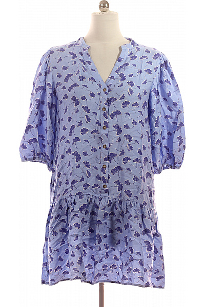 mbyM Viskózové modré šaty krátké volné květované denní Velikost L | mbyM | obrázek 2