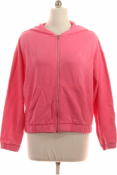 ADIDAS Dámská Bavlněná Růžová Mikina S Kapucí A Zipem Streetwear Vel. M