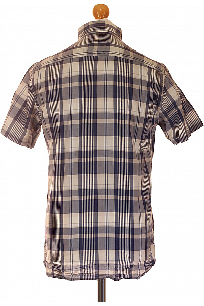 TOMMY HILFIGER Pánská bavlněná kostkovaná košile modrá béžová ležérní krátká Velikost S | TOMMY HILFIGER | obrázek 3