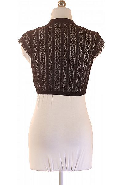 Dámské černé krajkové crop top s krátkým rukávem Velikost 34 | Unimoda | obrázek 3