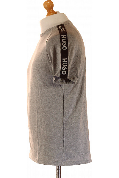 Hugo Boss Pánské Šedé Bavlněné Tričko s Krátkým Rukávem a Nápisem Velikost s | Hugo Boss | obrázek 4