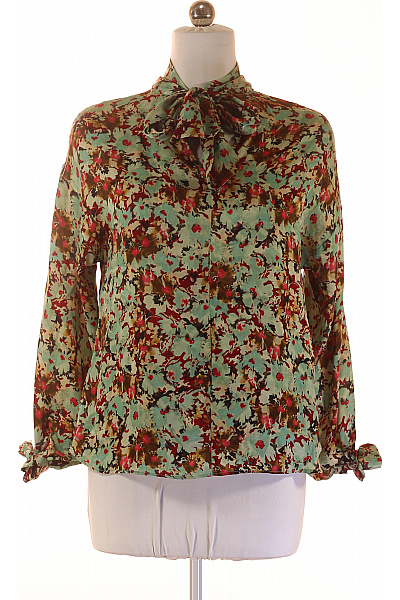 ZARA Dámská Halenka S Mašlí Dlouhý Rukáv Květinová Vzorovaná Elegantní Velikost M