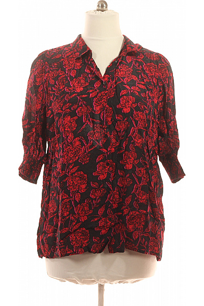 Kaffe Dámská Květinová Košile S Krátkým Rukávem červená Vel. 52