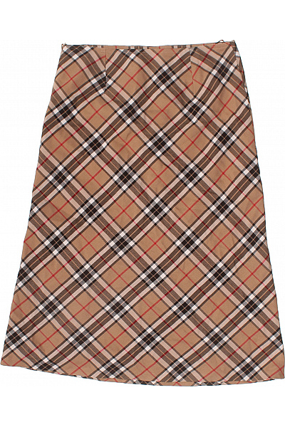 Dámská kostkovaná midi sukně béžová elastická Velikost 38 | Unimoda | obrázek 3